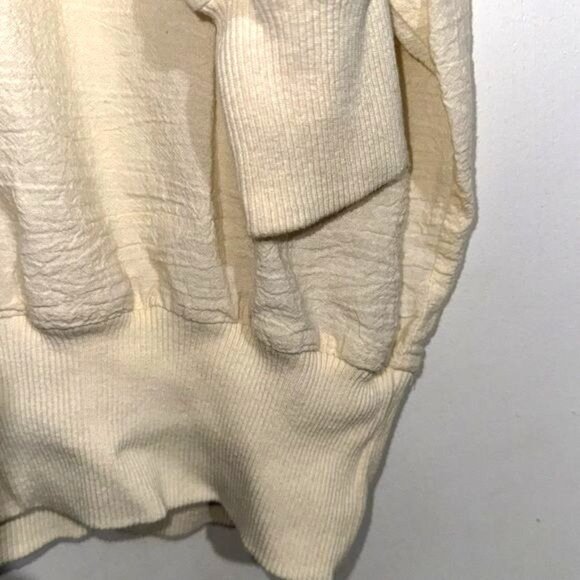 Amy Jess Womens Large Cream Floral Applique V-Neck Pullover Top With 3/4 Sleeves - Picture 6 of 10